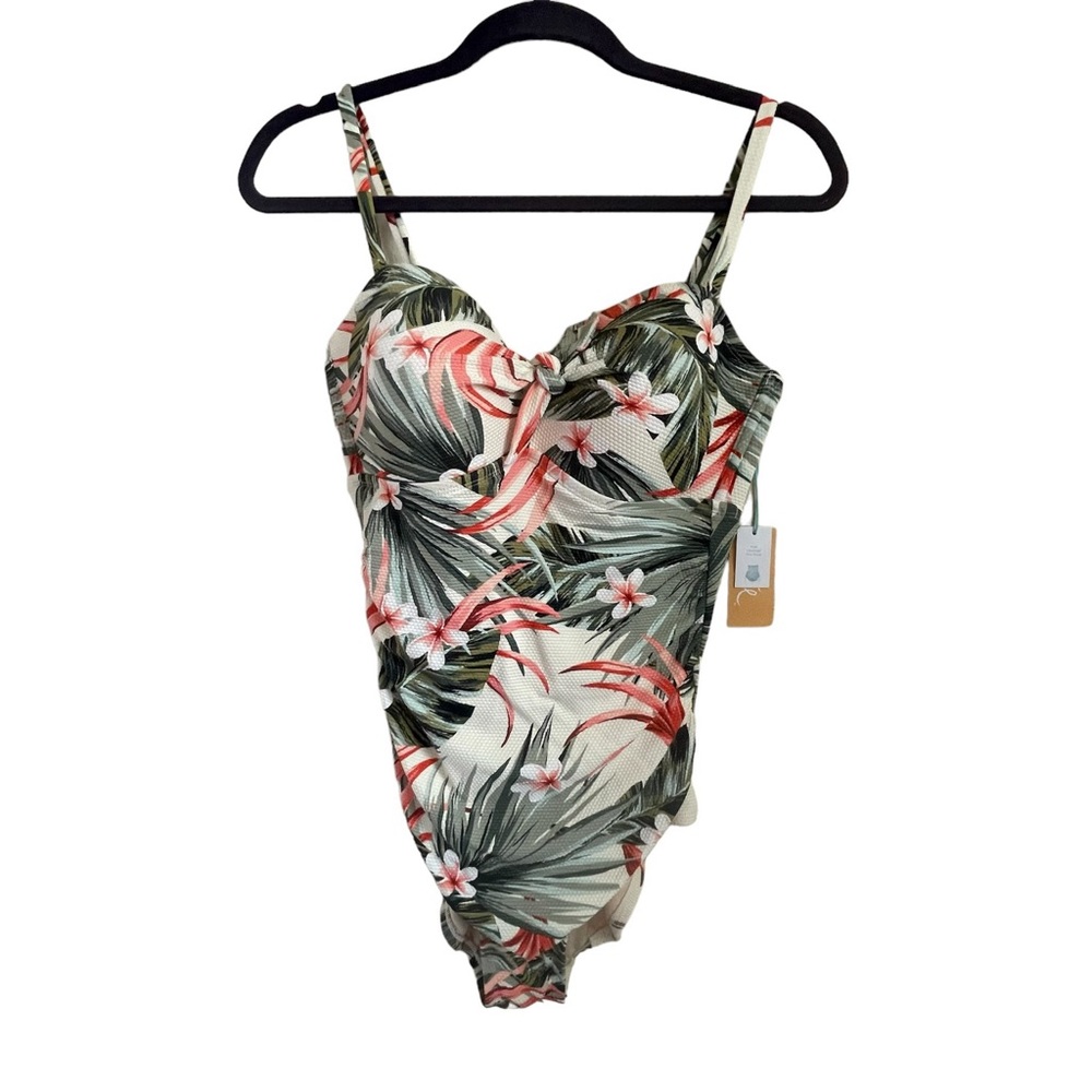 Kona Sol One Piece Tropical Print Swimsuit - L - NWT